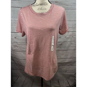 Sonoma‎ medium pink and white stripped t shirt NWT-2297